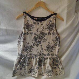 Vintage Susan Graver Weekend Sleeveless Floral Peplum Top, Size M